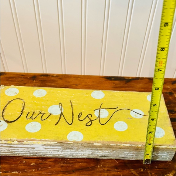 Adorable rustic yellow polka dot wooden Our Nest Sign - Picture 7 of 7